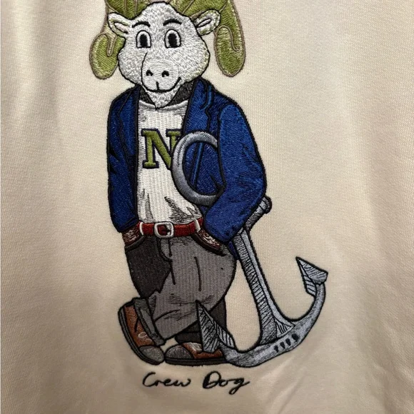 Go Navy! Beat Army! Cream Graphic Sweatshirt with Goat Design - Picture 5 of 5